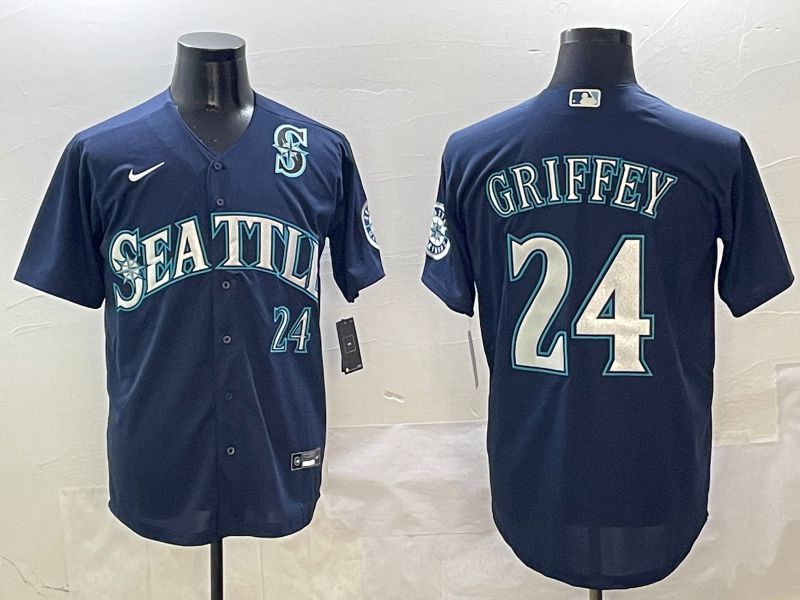 Men Seattle Mariners #24 Griffey Drak Blue Game 2025 Nike MLB Jersey style 3